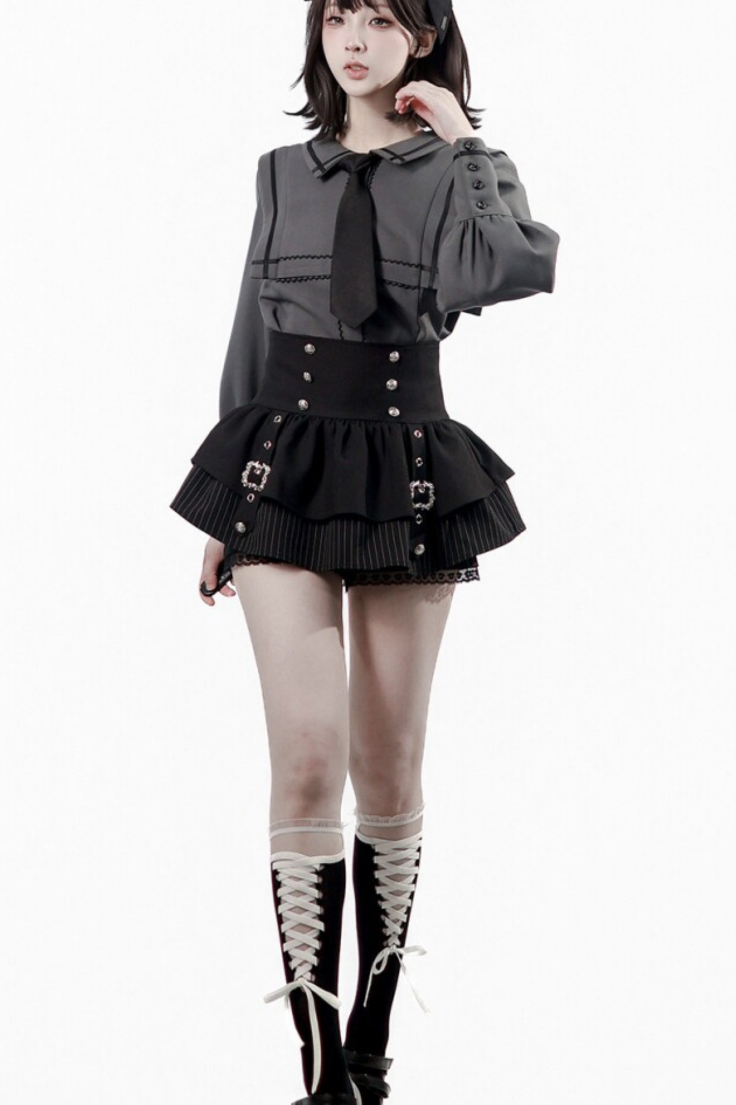 Dark Color Shirt + Mermaid Skirt + Shorts + Girdle + Tie