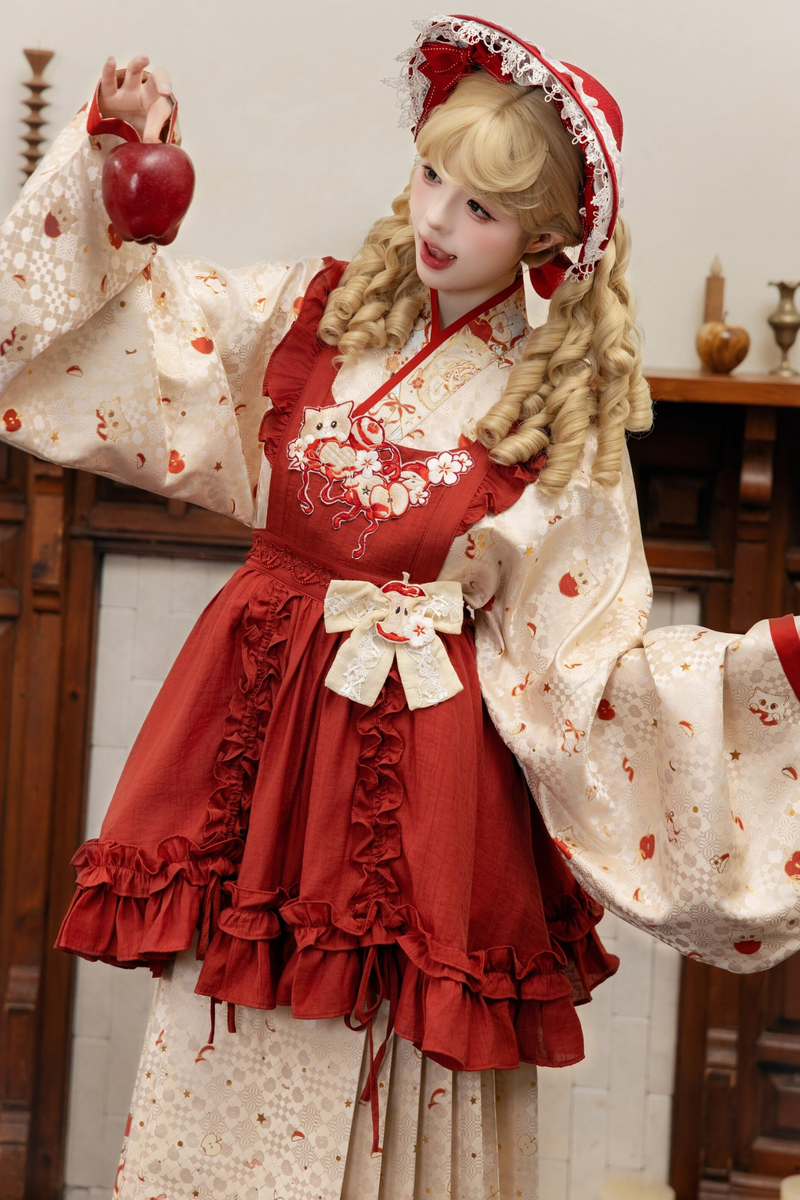 Apple Chinese-style Dress + Skirt + Overskirt + Brooch + Shawl