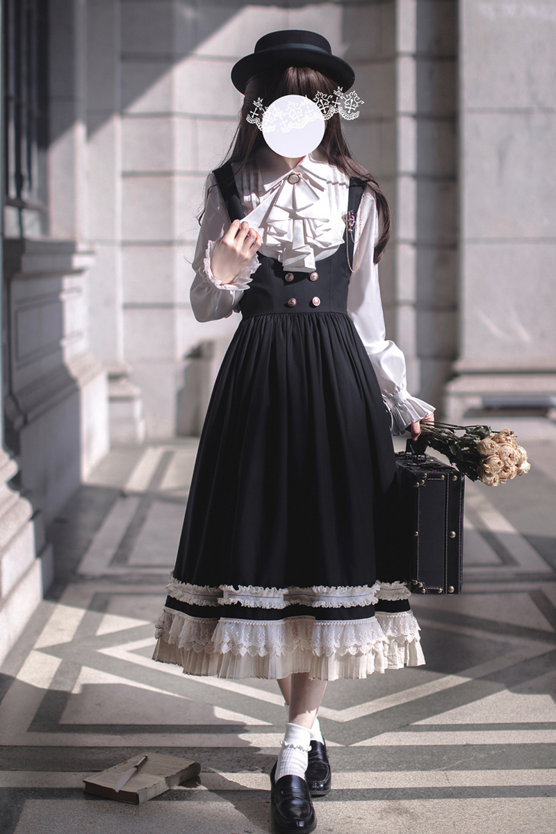 [pre-order] Retro Sweet College Coat + Suspender Skirt + Shirt + Collar + Brooch