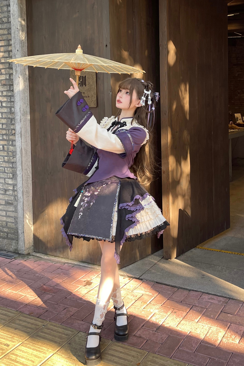 Chinese-style Girl Lolita Tops+skirt+headband+clip