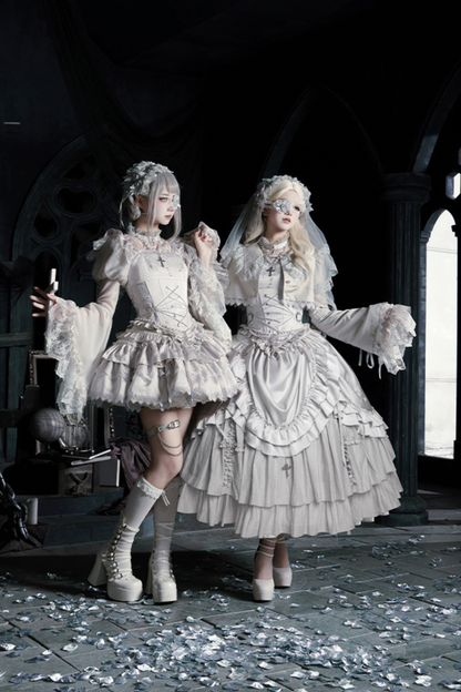 Gothic Lolita Skirt + Corset + Veil + Necklace + Waist Chain