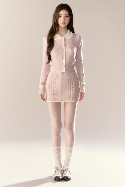 Sweet Island Doll Cardigan + Tight Skirt