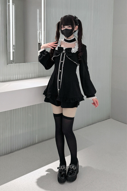 Jirai Flare Fake Two Piece Dress