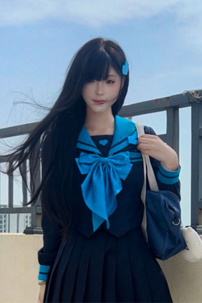 Animation Heroine Sailor Top + Pleated Skirt + Leg Covers