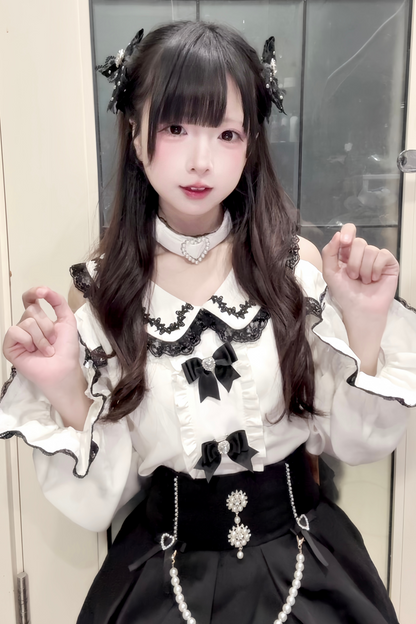 [pre-order] Jirai Sweet Girly Love Top + Pearl Skirt