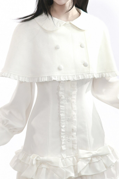 Ruffled Dress + Short Cape + Shirt + Skirt