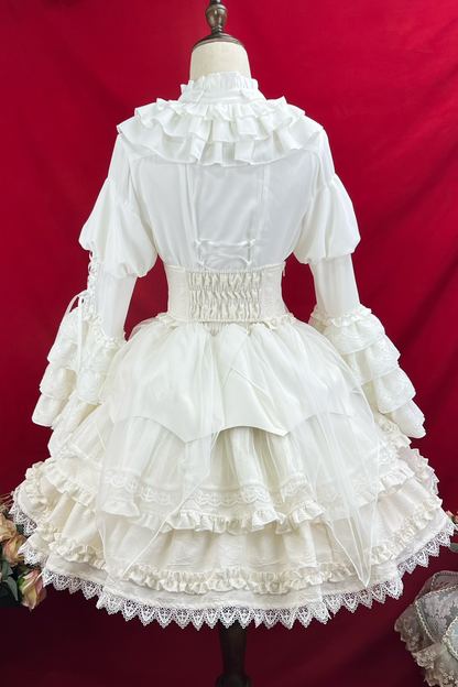 Princess Sleeve Lolita Gothic Blouse + Flare Skirt + Waist Belt