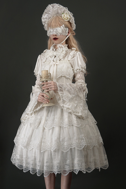 Flower Banquet Princess Sleeve Shirt + Ruffle Lolita Dress