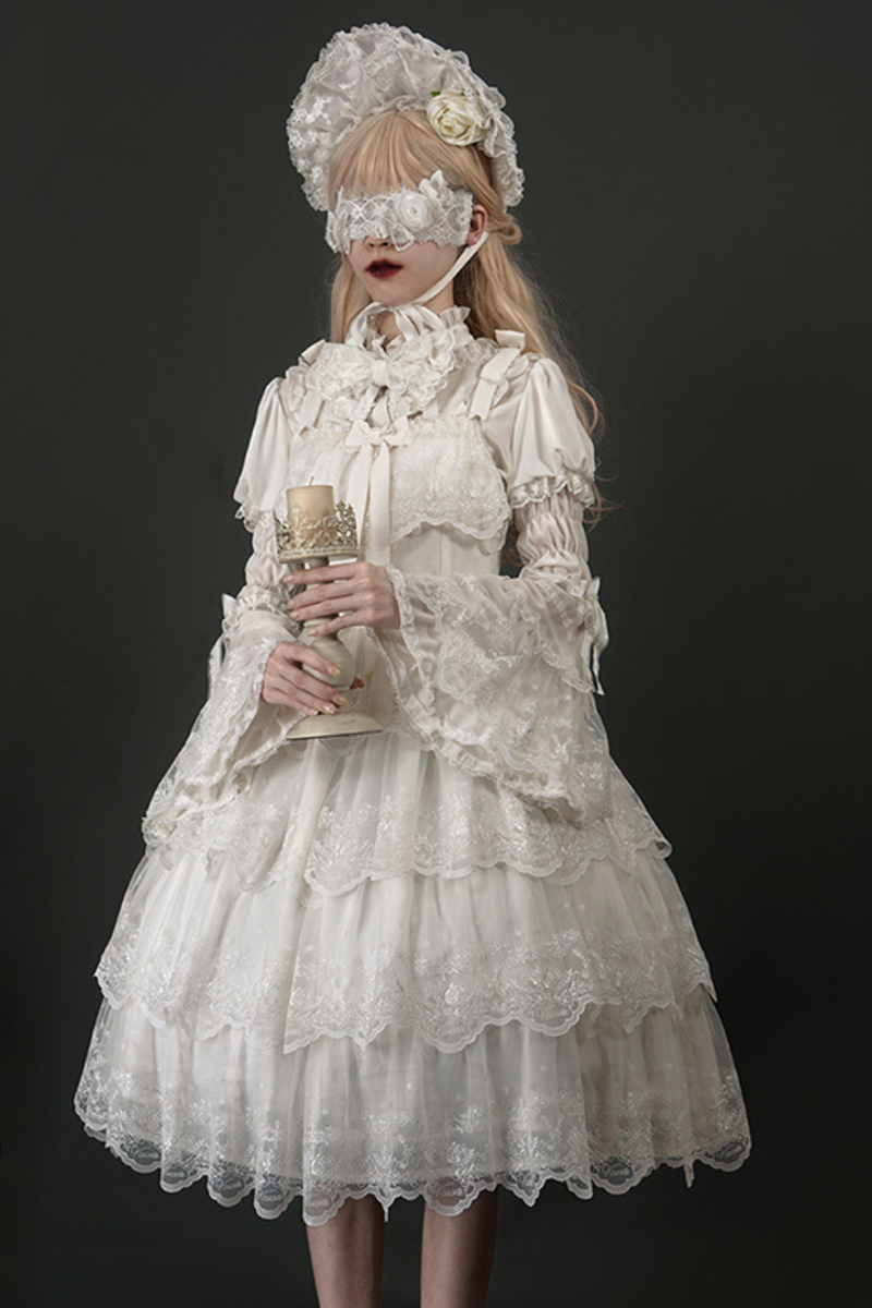Flower Banquet Princess Sleeve Shirt + Ruffle Lolita Dress