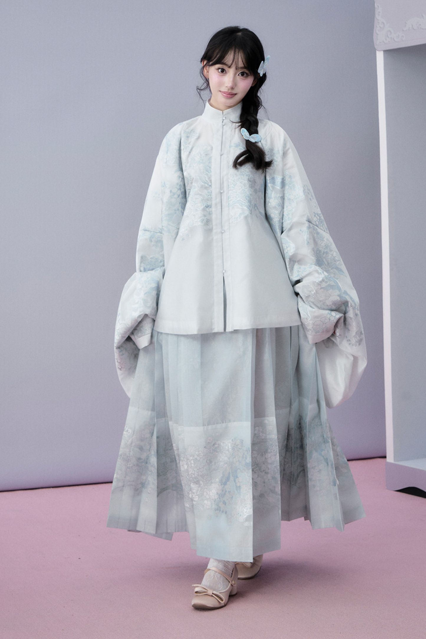 Water Mist Pure Chinese-style Jacket + Skirt + Overskirt