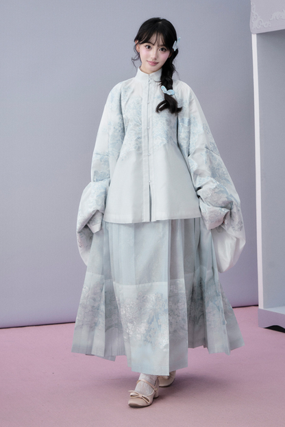 Water Mist Pure Chinese-style Jacket + Skirt + Overskirt