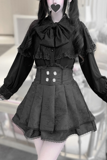 Dark Moon Shadow Cloak Veil Shirt + Skirt