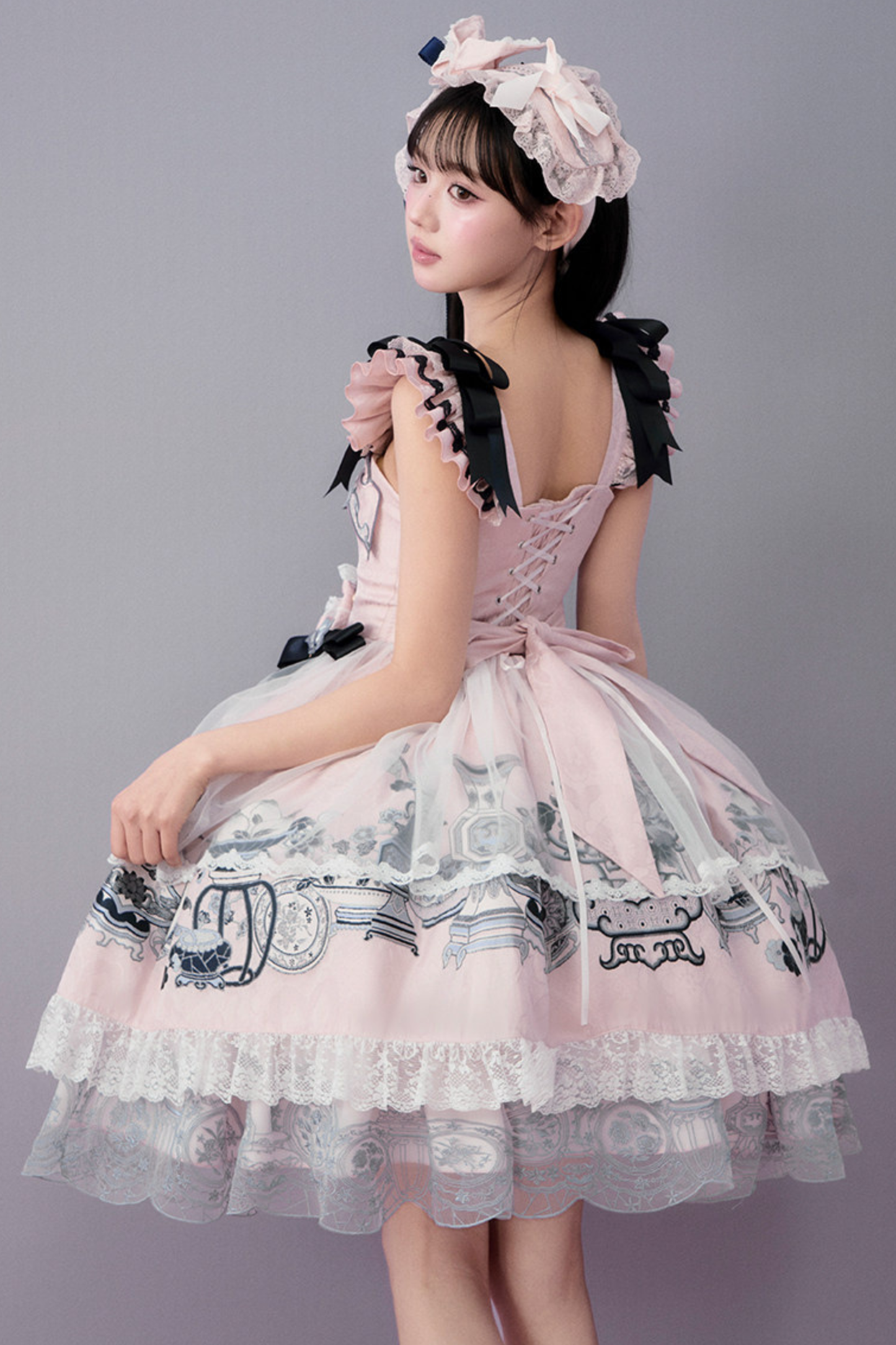 Chinese-style Design Flutter Sleeve Lolita Dress + Ribbon