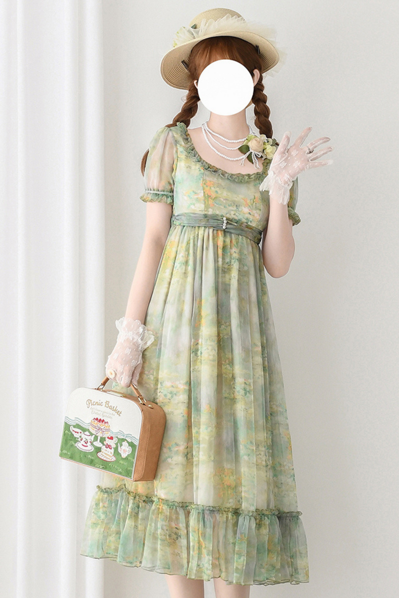 Marble Art High Waist Mark Lolita Dress