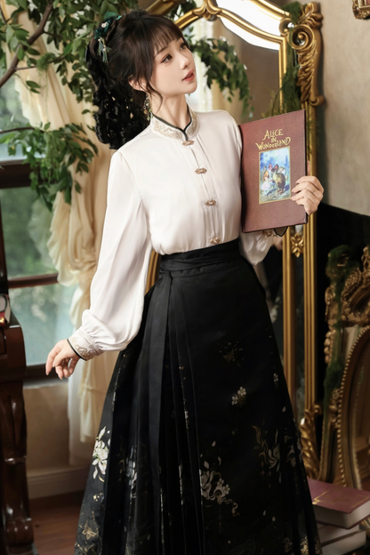 [pre-order] Dark Chinese-style Shirt + Cape + Skirt