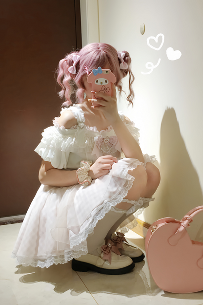 [pre-order] Mass Production Off-shoulder Top + High Waist Skirt