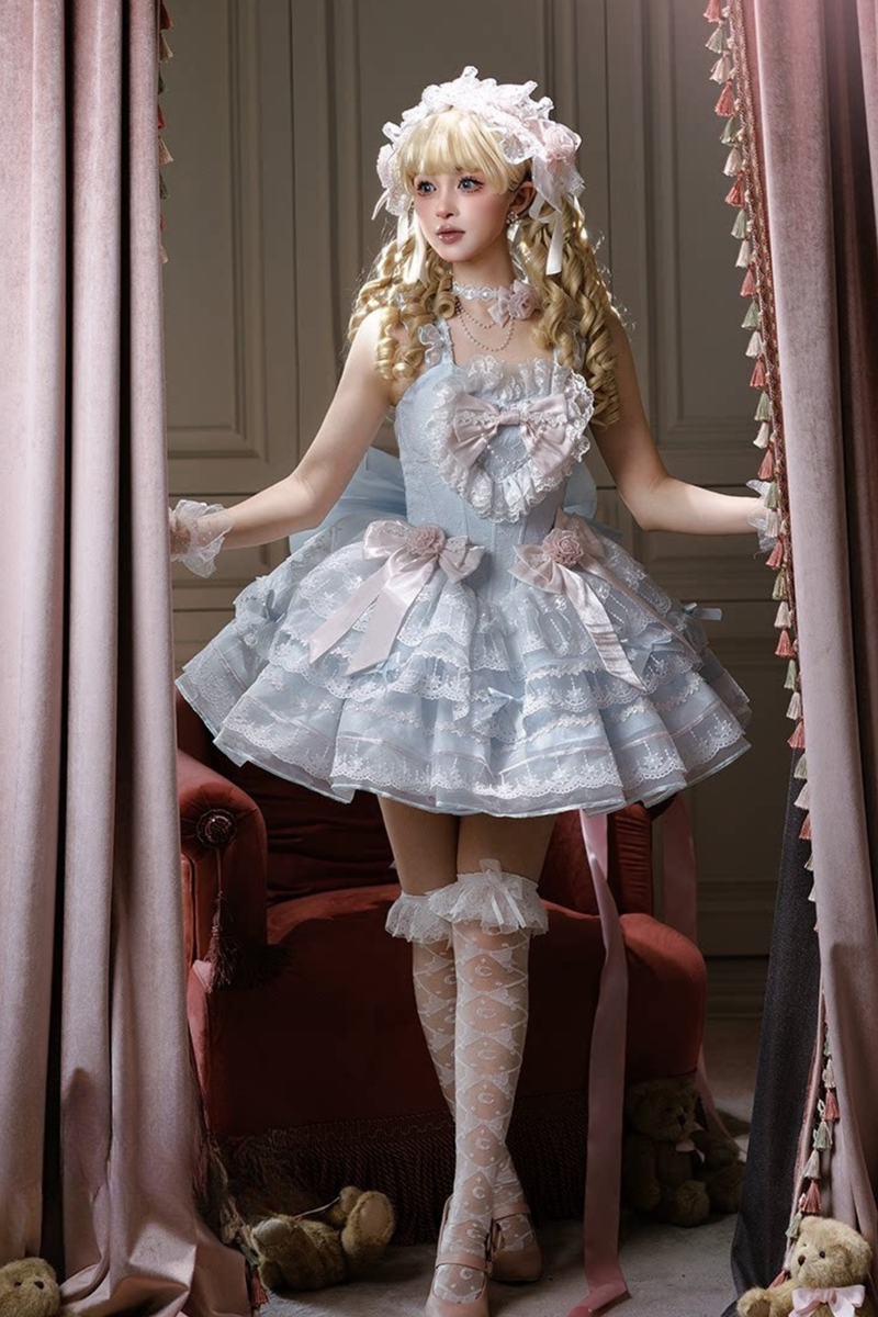 Light Sweet Lolita Jumper Skirt + Hat + Hairband