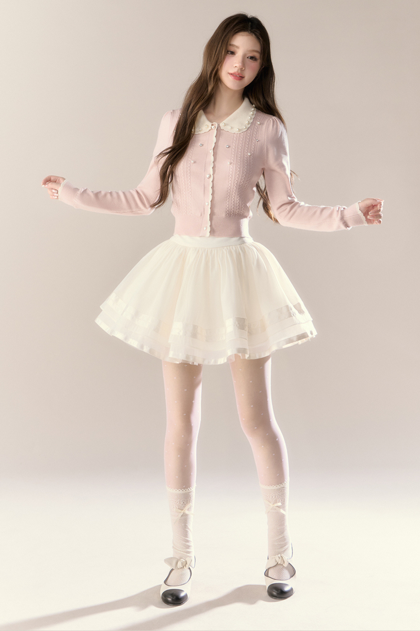 Sweet Island Doll Cardigan + Tight Skirt