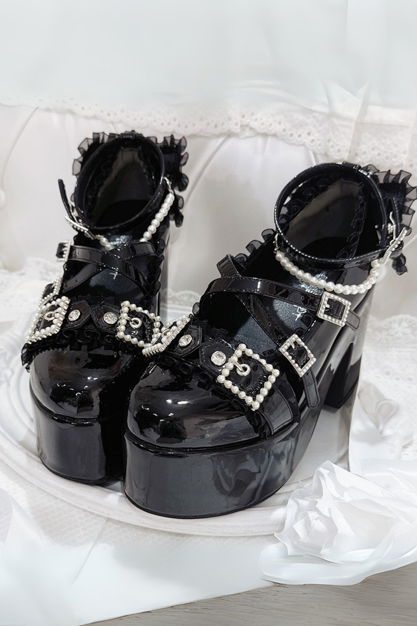 Cross Belt Design Shiny Shoes