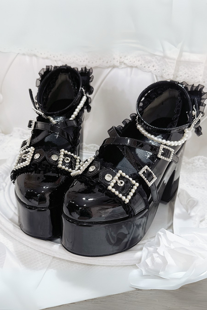 Cross Belt Design Shiny Shoes