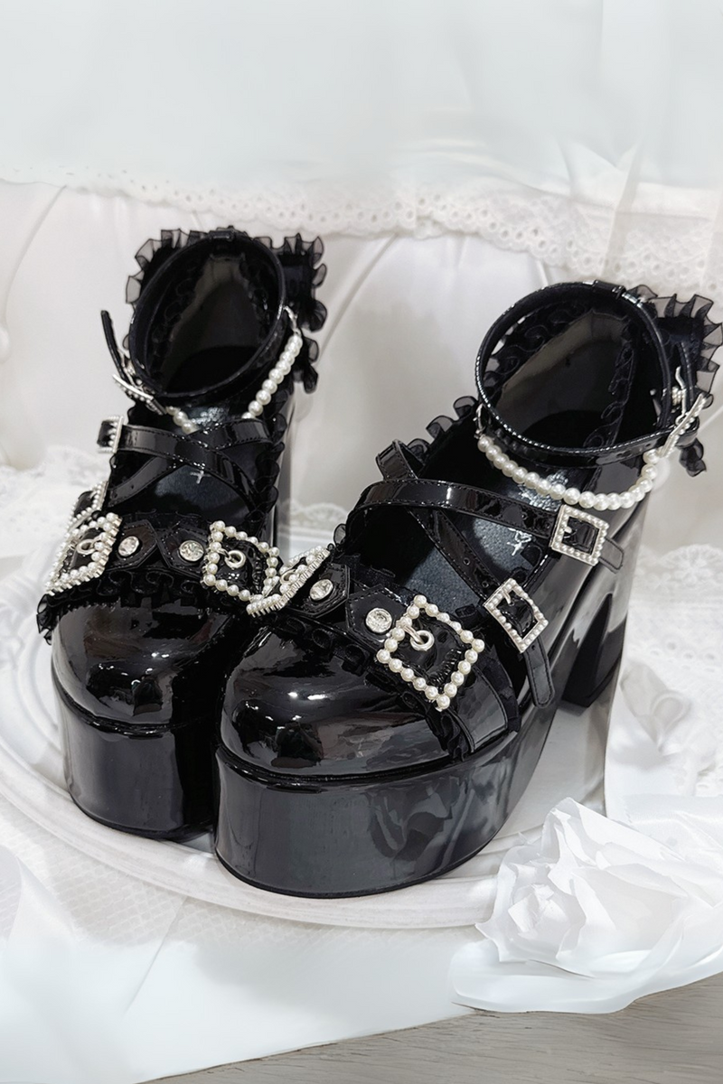 Cross Belt Design Shiny Shoes