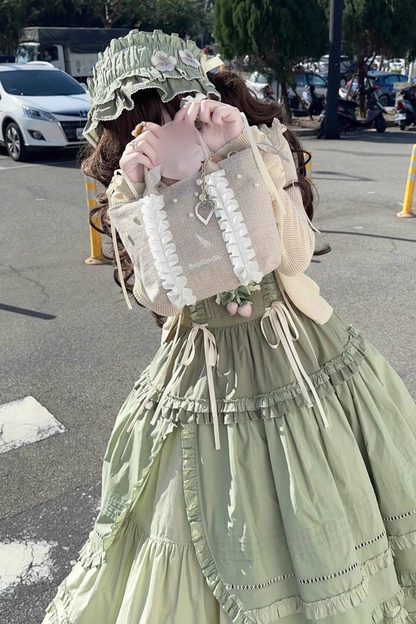 Sweetheart Pearl Ruffle Bag