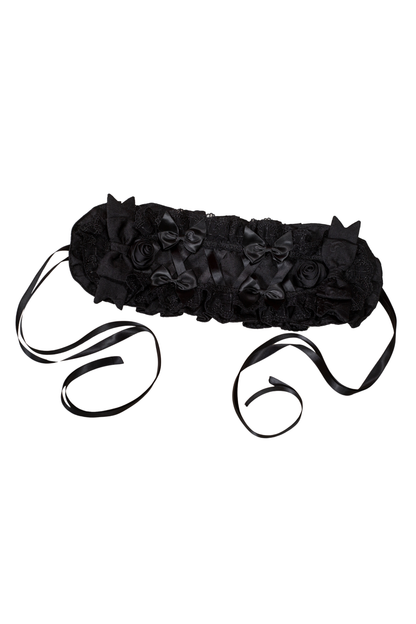 Dark Gothic Ruffle Lolita Dress + Waist Belt + Train + Hairband