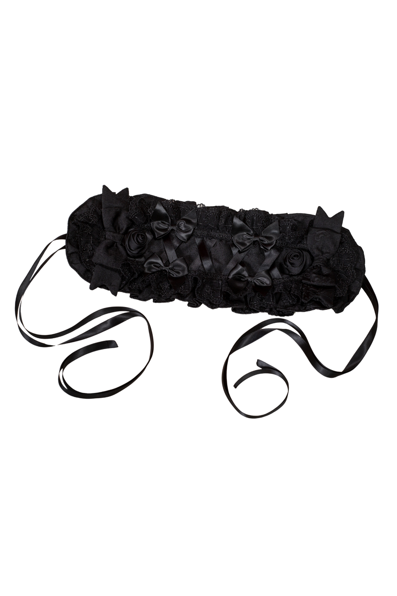 Dark Gothic Ruffle Lolita Dress + Waist Belt + Train + Hairband