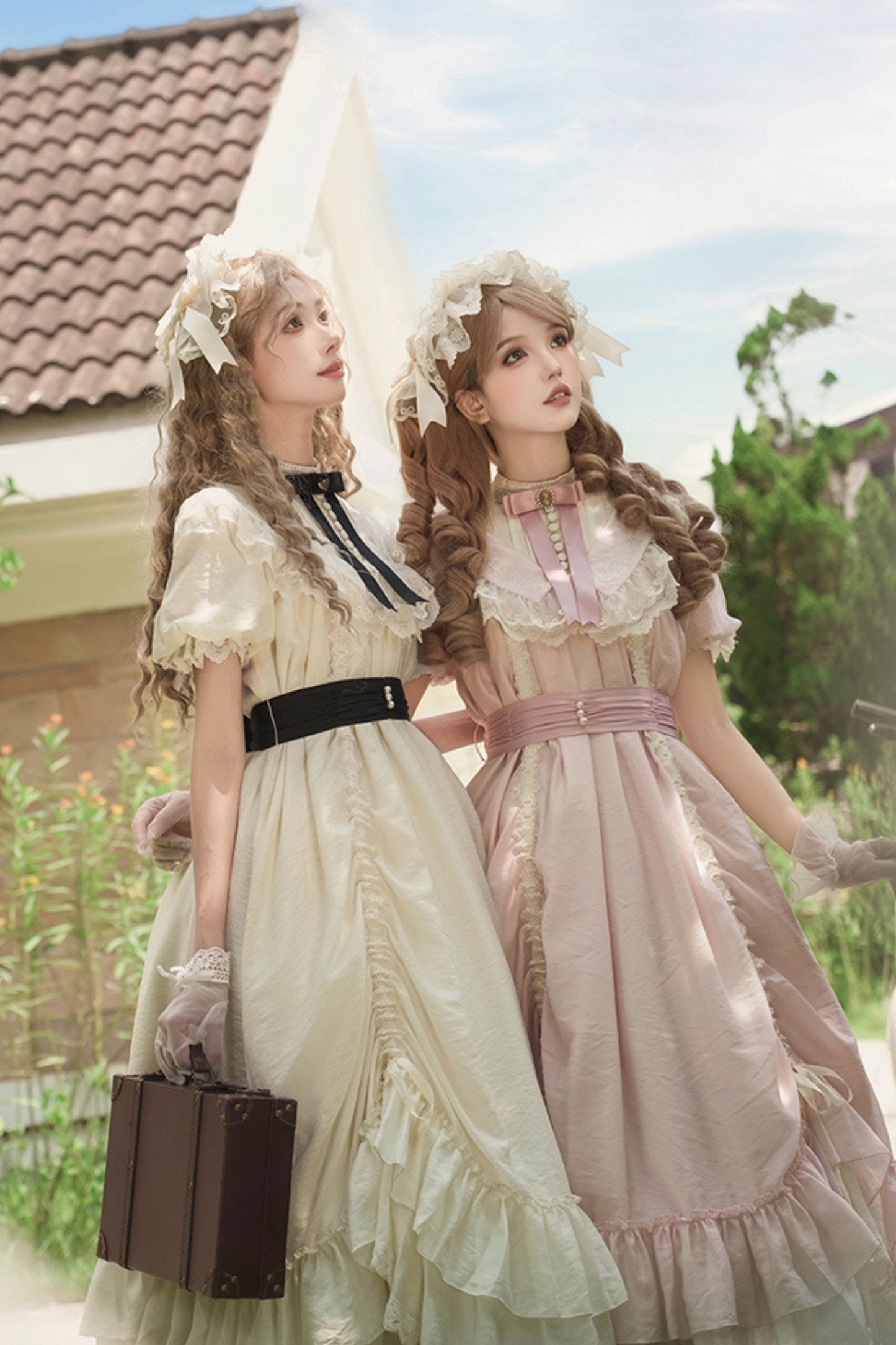 [pre-order] Rose Ruffle Lolita Dress + Dress + Belt + Brooch + Ribbon + Headband + Sleeve