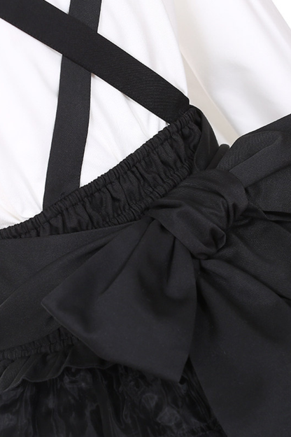 Holy Cross Flutter Sleeve Suspender Skirt + Shirt