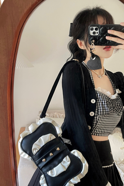 Cream Ribbon Mini Crossbody Bag