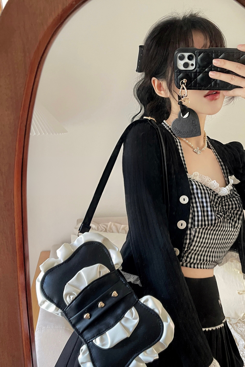 Cream Ribbon Mini Crossbody Bag
