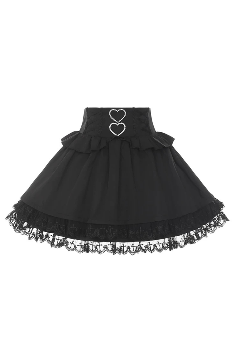 Lace Dark Shirt + Flare Skirt