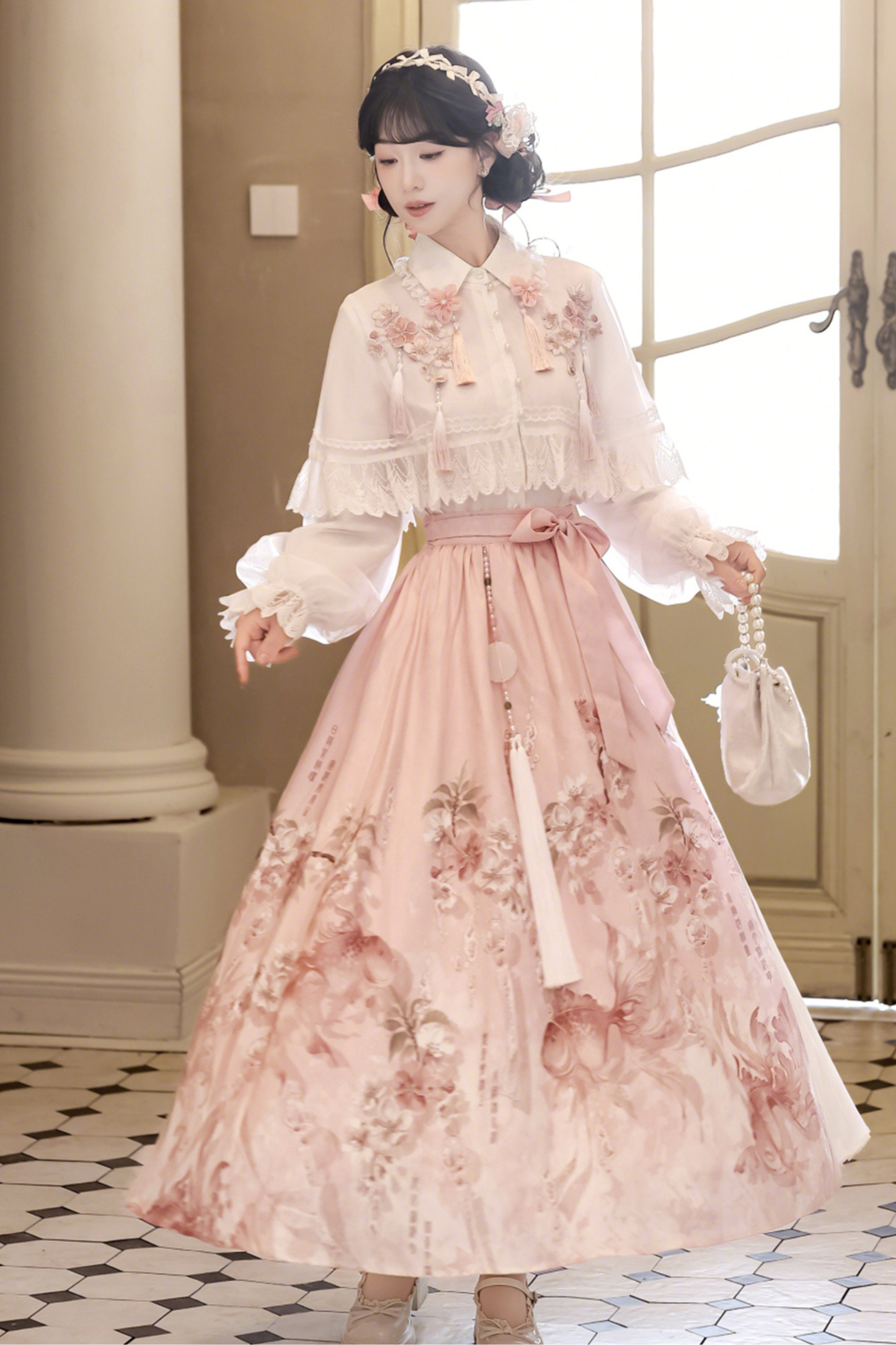 Sweet Flower Shawl + Blouse + Skirt