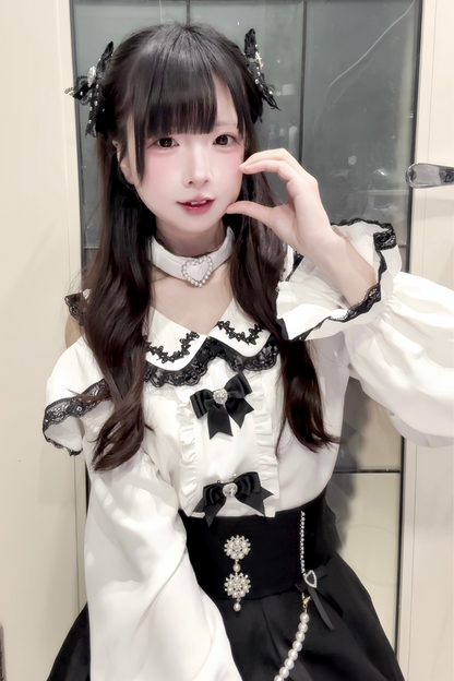 [pre-order] Jirai Sweet Girly Love Top + Pearl Skirt