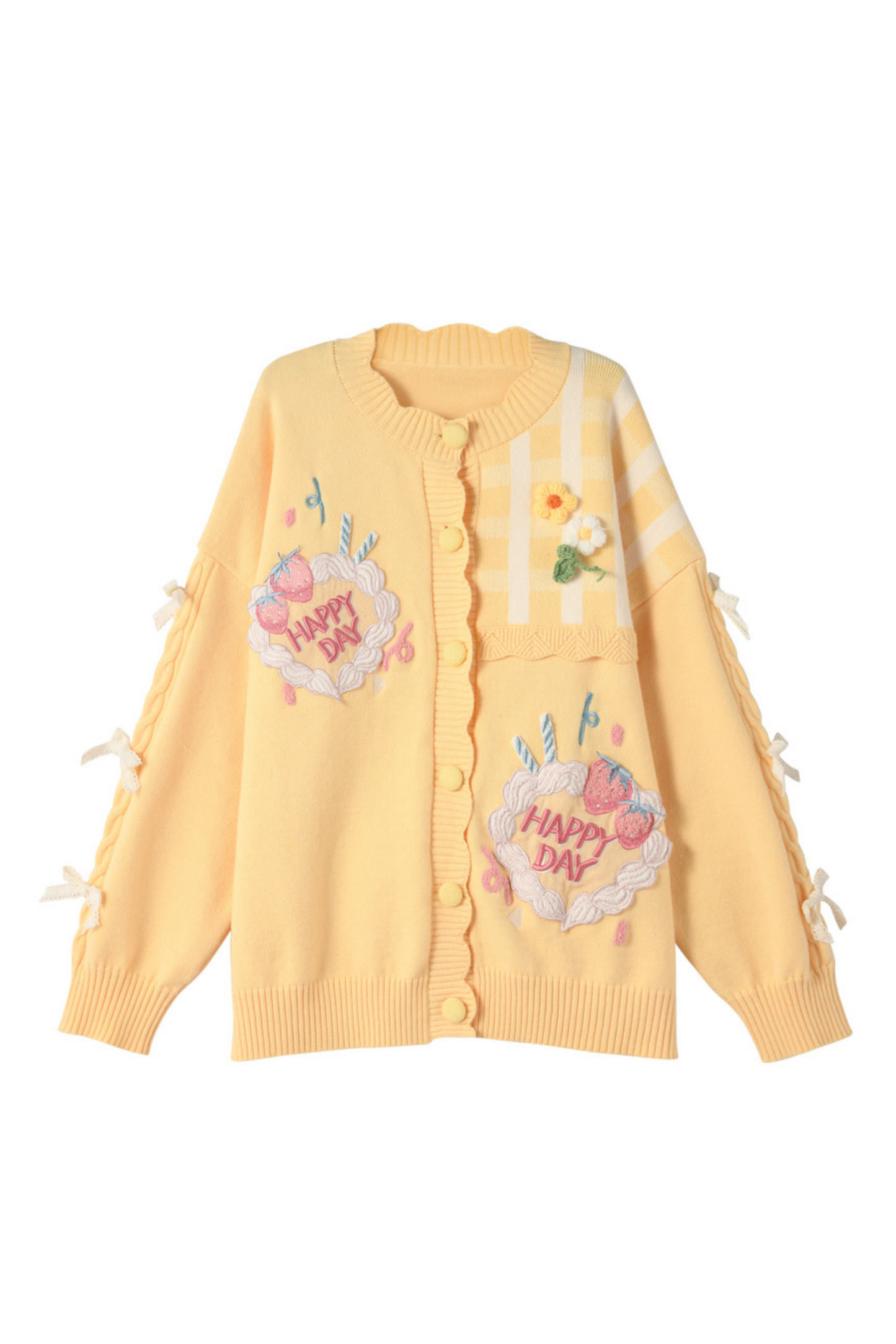 [pre-order] Strawberry Shortcake + Plaid High Waist Skirt + Custard Cardigan