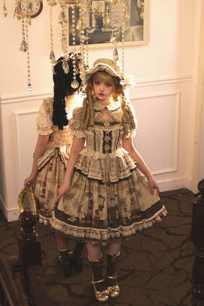 Briana Bear Print Dream Doll Lolita Dress + Jsk + Skirt + Shirt + Petticoat