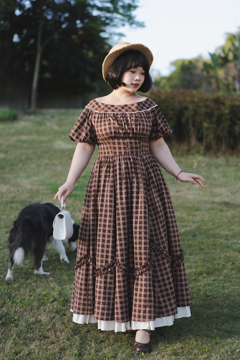 Forest Ward Retro Plaid Lolita Dress + Petticoat