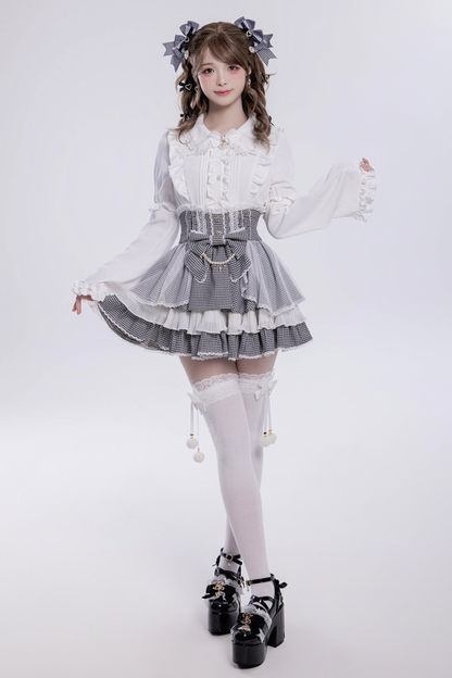 Sweet Ruffled Puff Long Sleeve Blouse