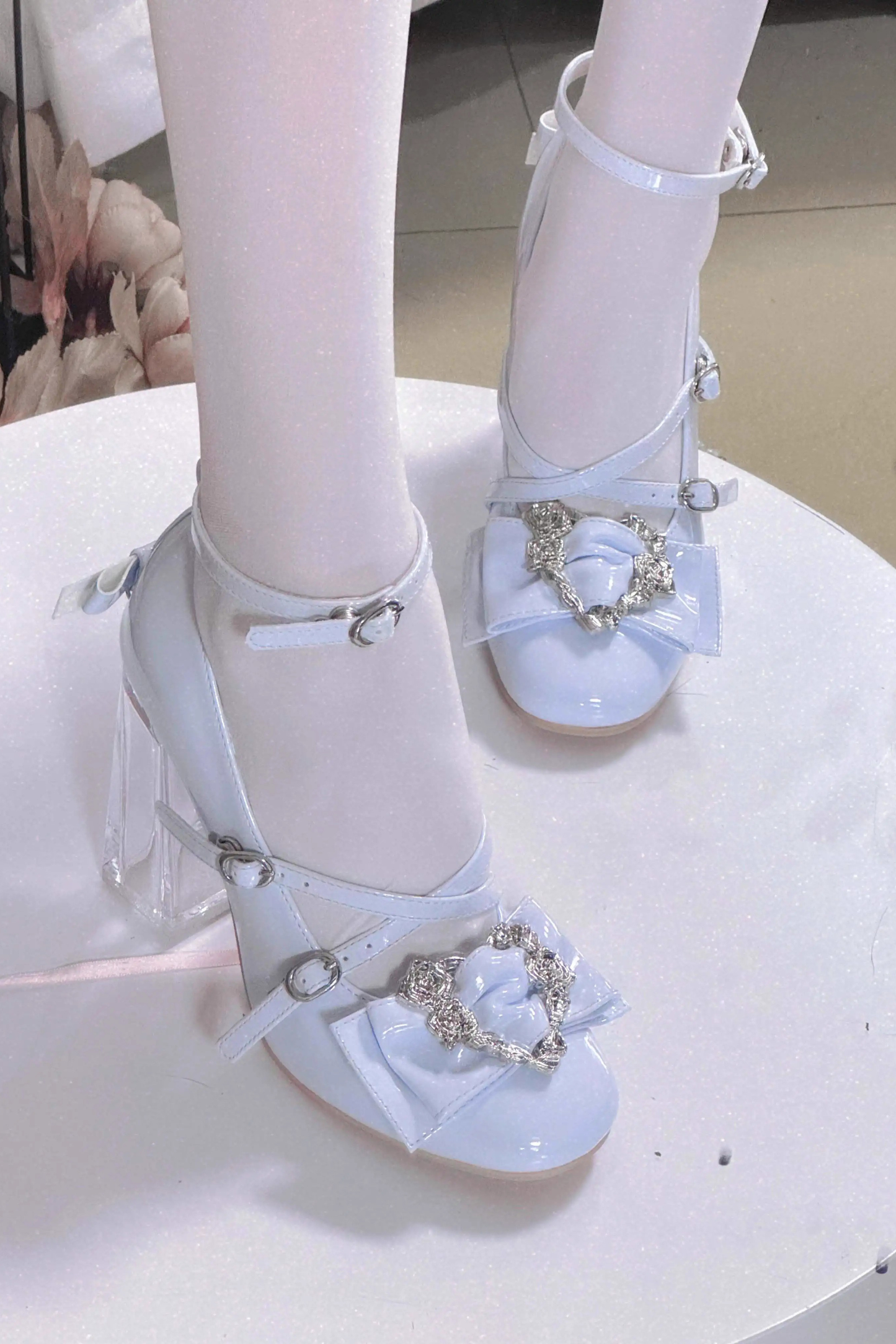 Love Buckle Crystal Heel Shoes