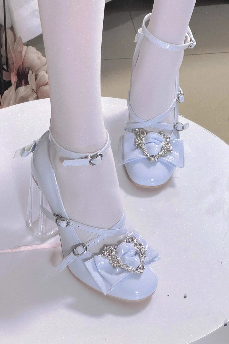 Love Buckle Crystal Heel Shoes