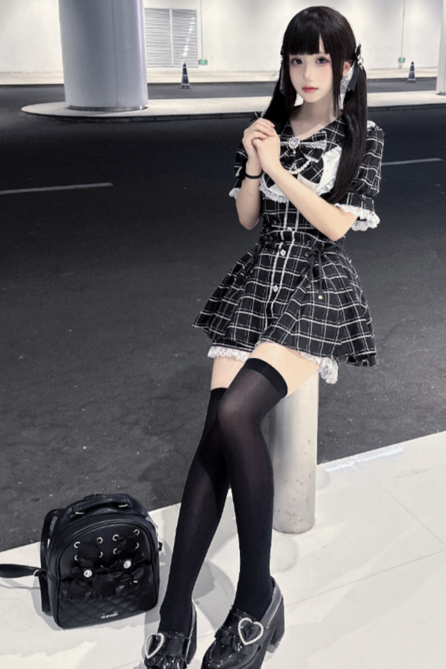 Ribbon Puff Sleeve Top + Inner Pants