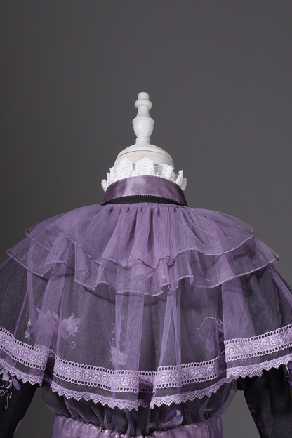 Dark Chinese-style Cross Collar Dress + Overdress + Skirt