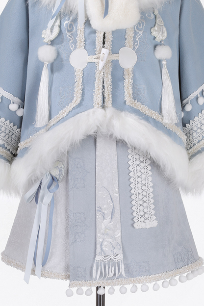 China Snow Lolita Jacket + Top + Skirt + Scarf
