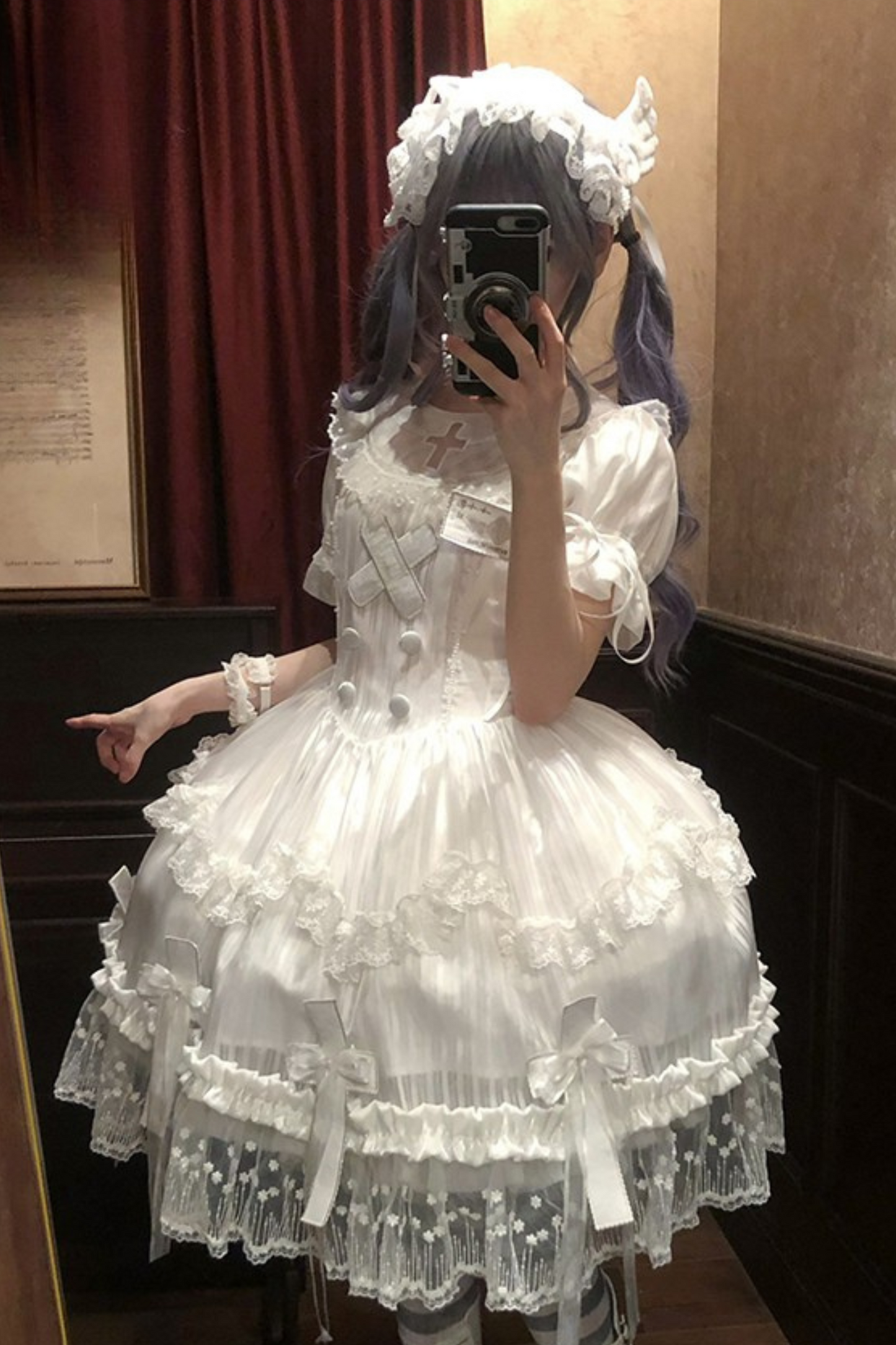 [pre-order] Pure White Gothic Tulle Dress + Nurse Hat