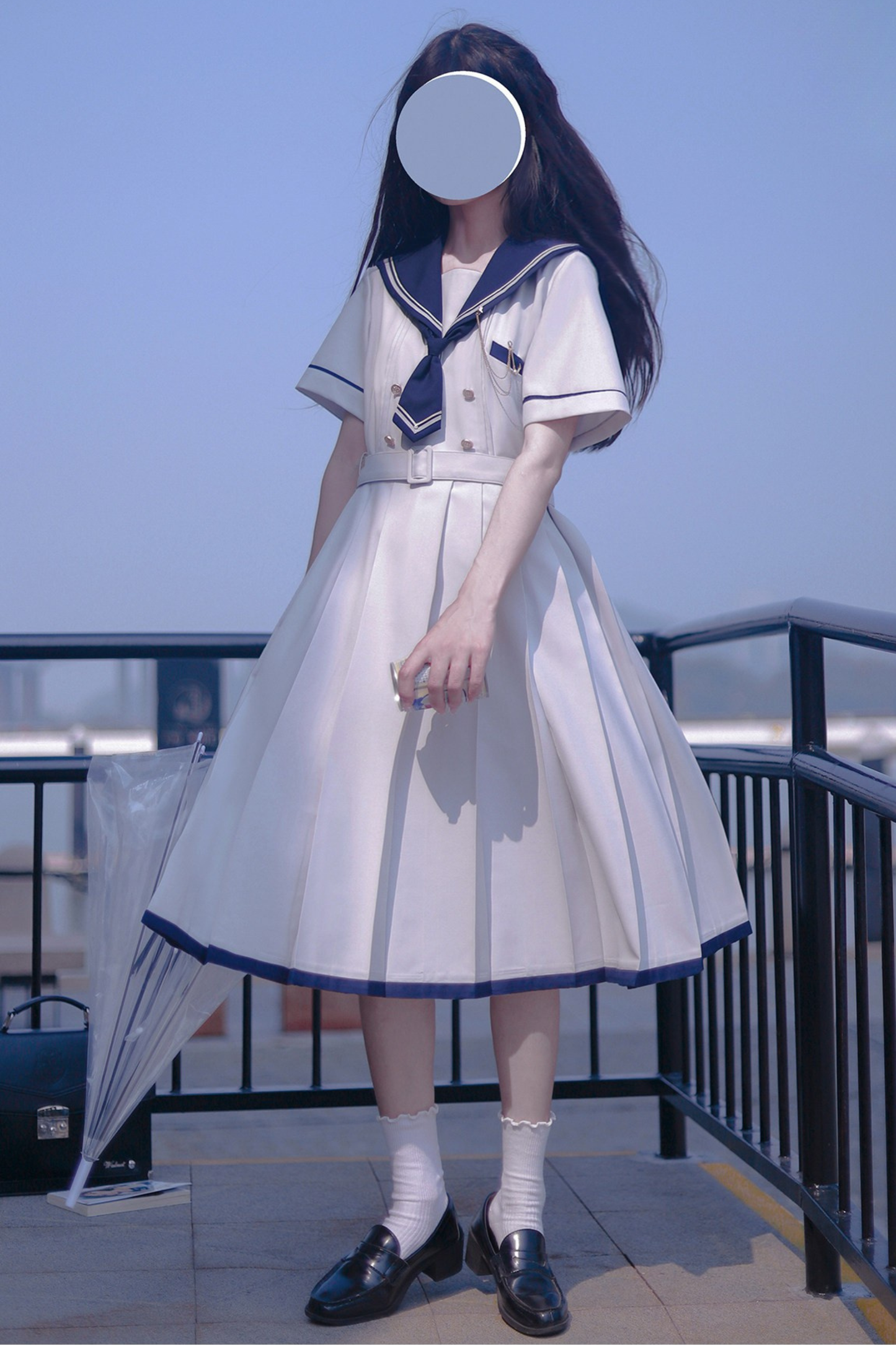 Retro College Sweet Sailor Dress + Tie + Brooch