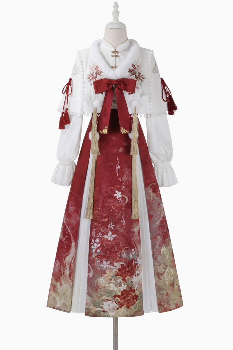 Retro Chinese-style Shawl + Tops + Skirt