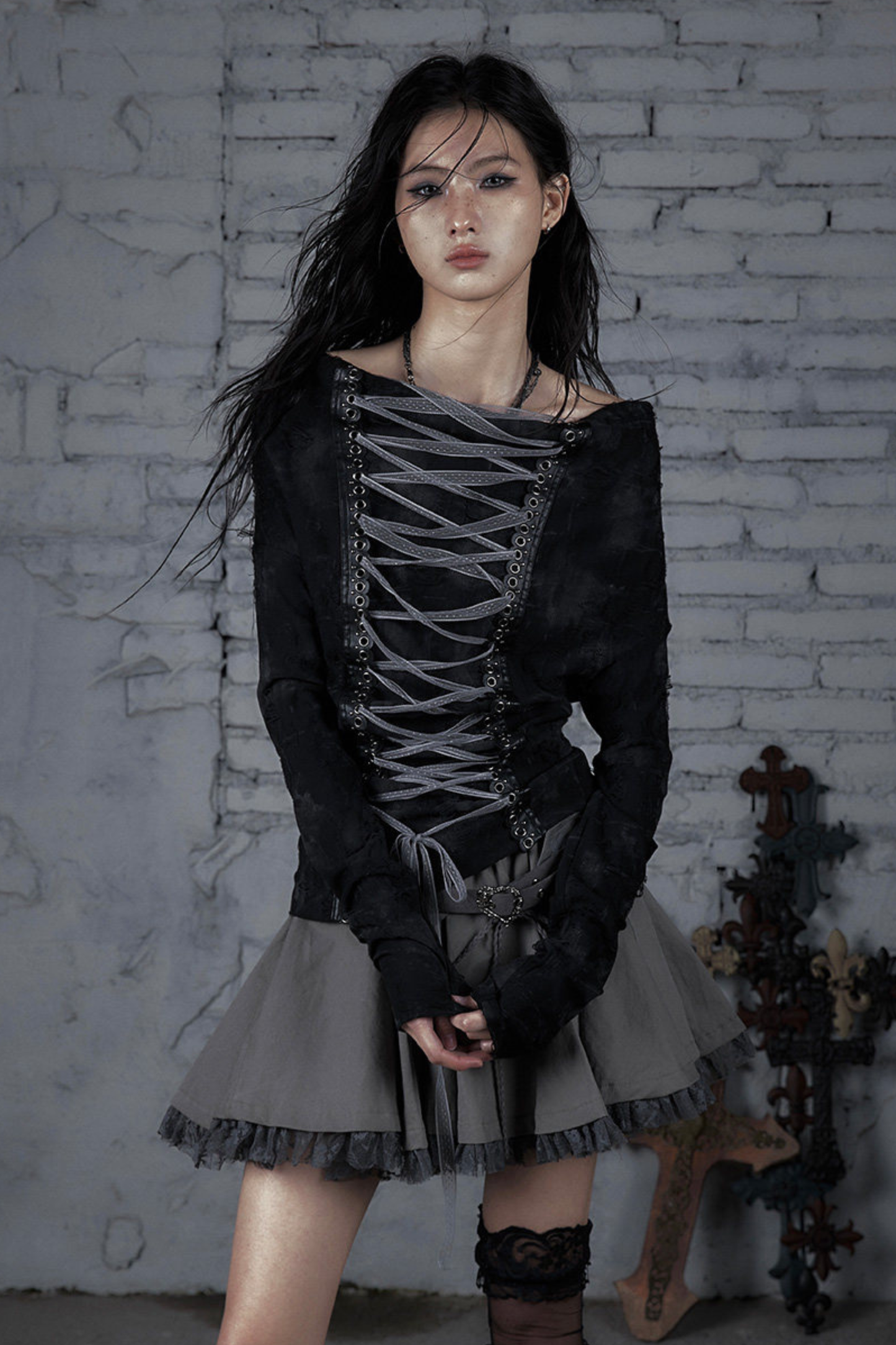 Dark Punk One Shoulder Top