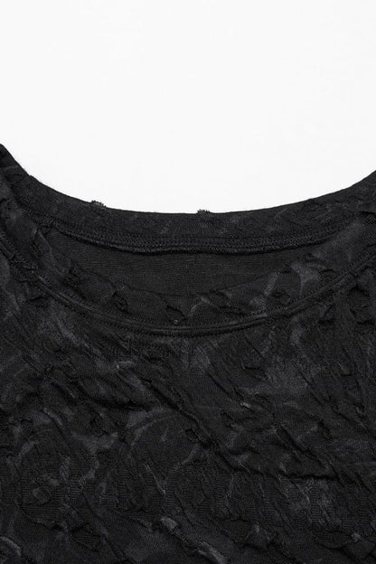 Black Long Sleeves Ripped Print Stitching Gothic T-shirt