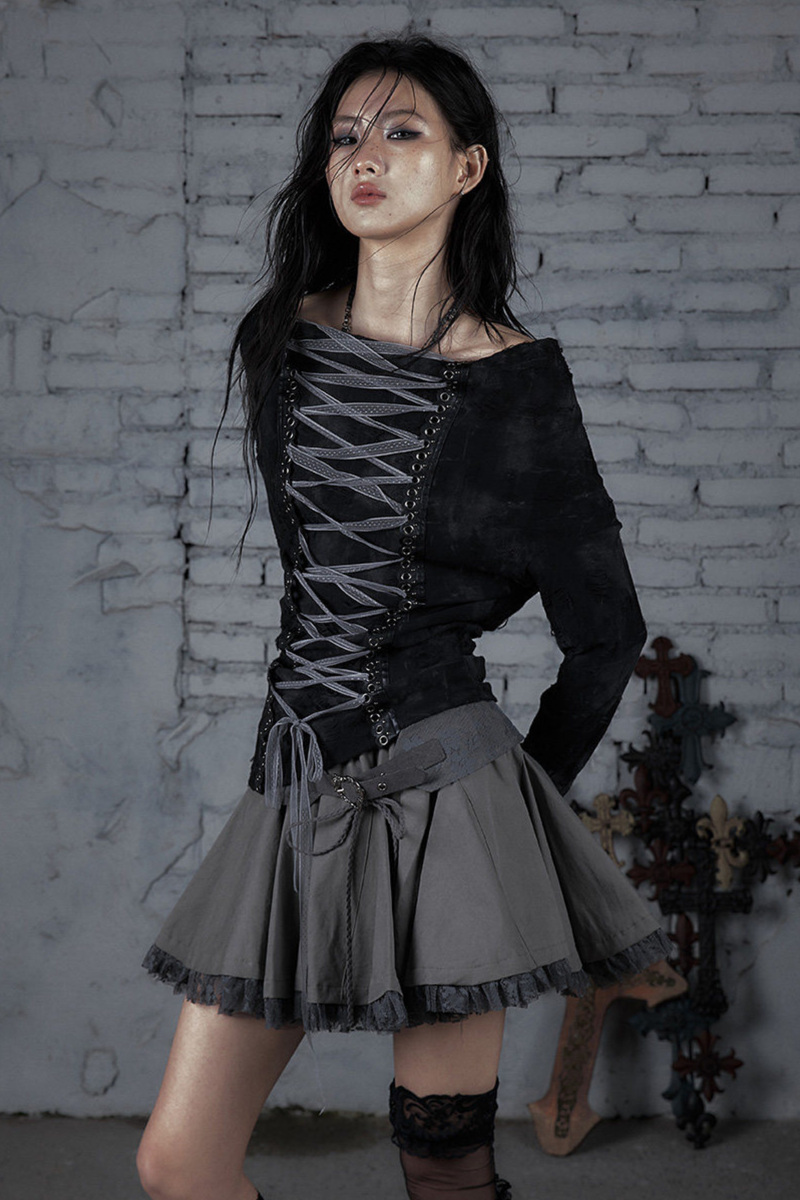 Dark Punk One Shoulder Top